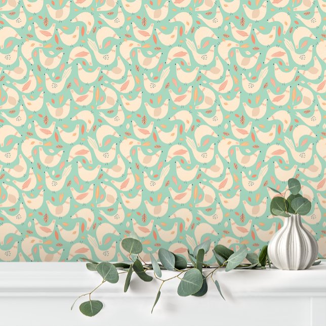 おもしろいかわいいピンクグリーンファームチキン 壁紙 (クリエイターアップロード済み)