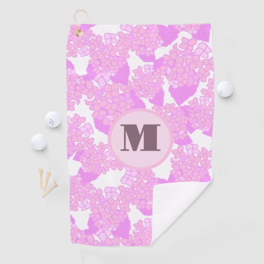 おもしろいかわいいピンク名門私立校風のフローラカスタムモノグラムレディース ゴルフタオル (インサイチュ)