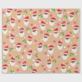 おもしろいかわいいフェスティバルサンタクロース ラッピングペーパー (フラット)