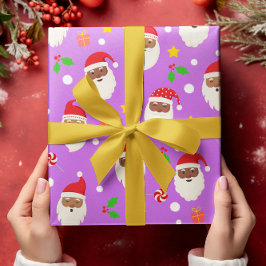 おもしろいかわいいフェスティバルサンタクロース ラッピングペーパー