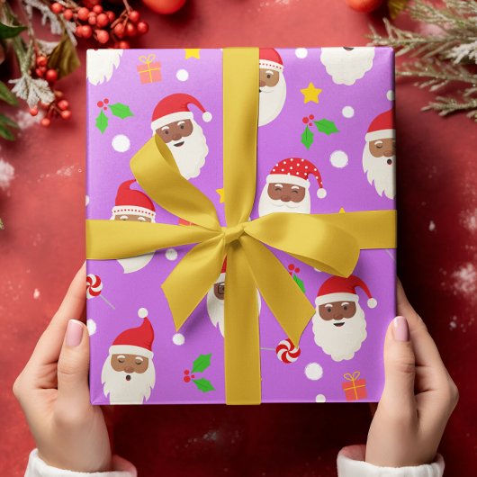 おもしろいかわいいフェスティバルサンタクロース ラッピングペーパー