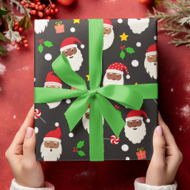 おもしろいかわいいフェスティバルサンタクロース ラッピングペーパー