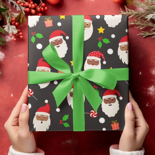 おもしろいかわいいフェスティバルサンタクロース ラッピングペーパー