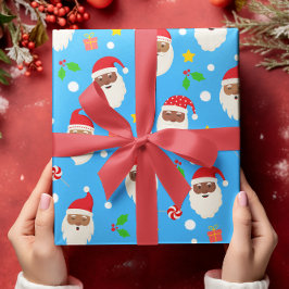 おもしろいかわいいフェスティバルサンタクロース ラッピングペーパー