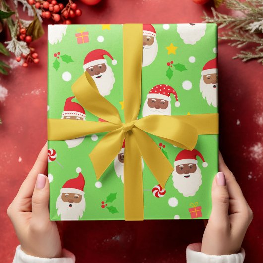 おもしろいかわいいフェスティバルサンタクロース ラッピングペーパー