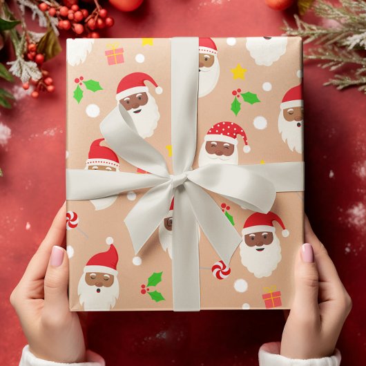 おもしろいかわいいフェスティバルサンタクロース ラッピングペーパー