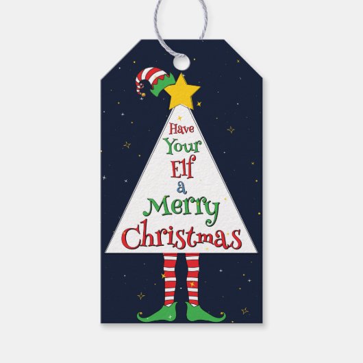 おもしろいかわいいフェスティバル「小妖精や小人に聖降誕祭を楽しんで」 ギフトタグ (正面)