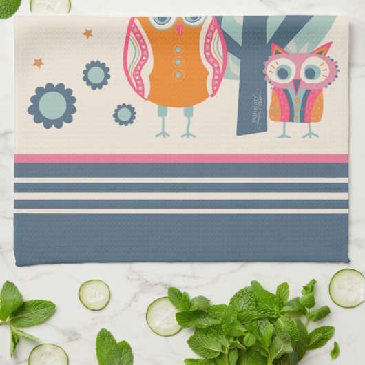 おもしろいかわいいフクロウべ風変わり引用文 キッチンタオル (折り畳み)