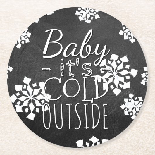 おもしろいかわいいベビーその冷たい外側の黒板 ラウンドペーパーコースター (正面)