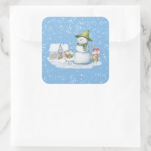 おもしろいかわいいメリークリスマススノーホリデー スクエアシール (バッグ)