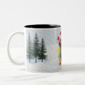 おもしろいかわいいラブラドール子犬ヤッピーのクリスマス ツートーンマグカップ (左)