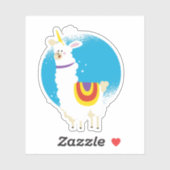 おもしろいかわいいラマアルパカユニコーンかわいい形 シール (シート)