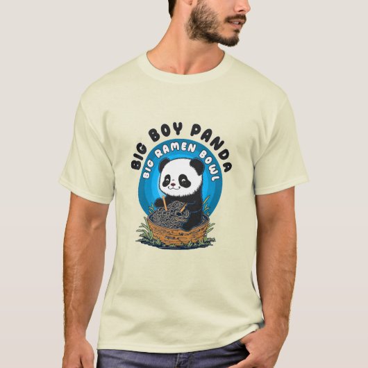 おもしろいかわいいラーメンパンダ Tシャツ (正面)