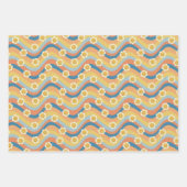 おもしろいかわいいレトロデザインフラワーキノコ ラッピングペーパーシート (正面)