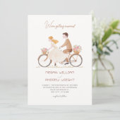 おもしろいかわいいロマンチックなフローラカップルの手結婚引き 招待状 (スタンド正面)