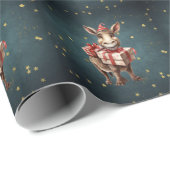 おもしろいかわいいヴィンテージクリスマスロバ ラッピングペーパー (ロールコーナー)