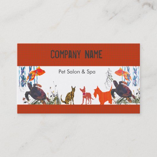 おもしろいかわいい動物ペットケア 名刺 (正面)