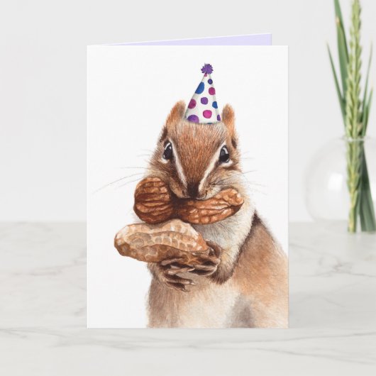 おもしろいかわいい動物リスお祝いカード サンキューカード (正面)