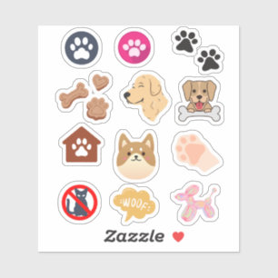 おもしろいかわいい可愛らしいピンクの犬の子犬のポープリント シール