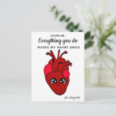 おもしろいかわいい実在ハートスケッチバレンタインデー ポストカード (スタンド正面)