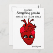 おもしろいかわいい実在ハートスケッチバレンタインデー ポストカード (正面/裏面)