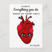 おもしろいかわいい実在ハートスケッチバレンタインデー ポストカード (正面)