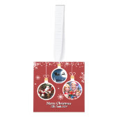 おもしろいかわいい家族の写真クリスマスキューブオーナメント キューブオーナメント (正面)