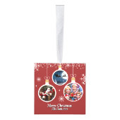 おもしろいかわいい家族の写真クリスマスキューブオーナメント キューブオーナメント (右)