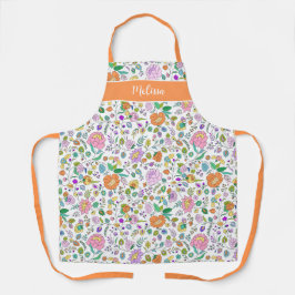 おもしろいかわいい植物性カラフルフローラモノグラム エプロン