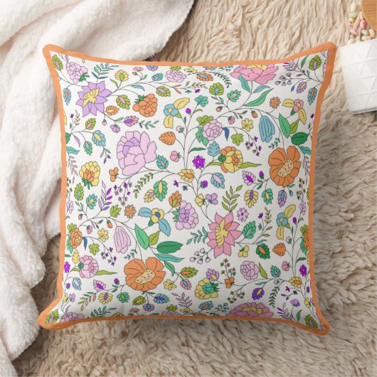 おもしろいかわいい植物性カラフルフローラモノグラム クッション (ブランケット)