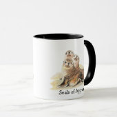 おもしろいかわいい水色のシール「承認のシール」 マグカップ (正面右)