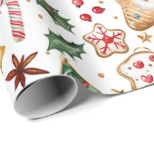おもしろいかわいい水色クリスマスクッキー紙 ラッピングペーパー (ロールコーナー)