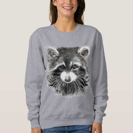 おもしろいかわいい水色ラクーンジャズハンズユーモア スウェットシャツ (正面)