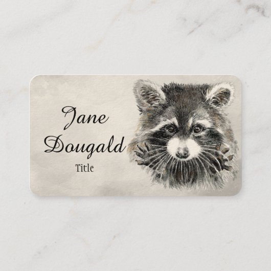 おもしろいかわいい水色ラクーン動物の名刺 名刺 (裏面)