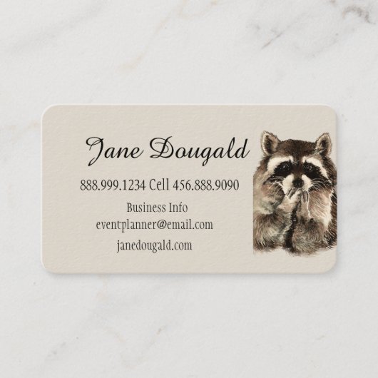 おもしろいかわいい水色ラクーン動物の名刺 名刺 (正面)