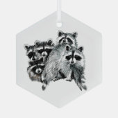 おもしろいかわいい水色ラクーン動物の野生生物自然 ガラスオーナメント (裏面)