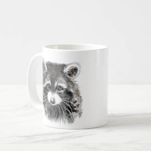 おもしろいかわいい水色ラクーン明るい感動的 コーヒーマグカップ (正面左)