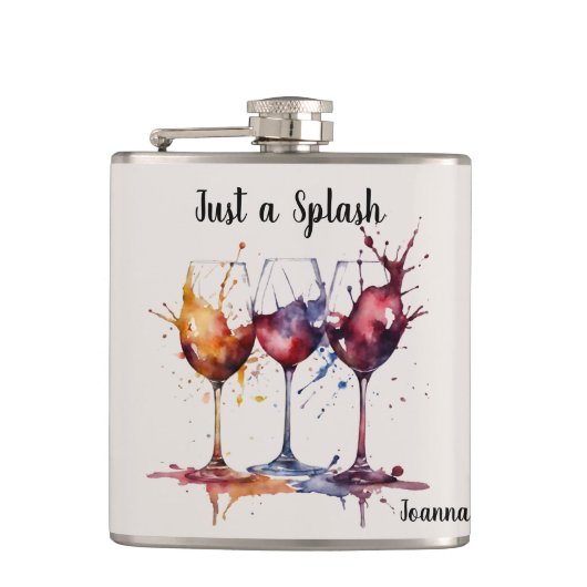 おもしろいかわいい水色ワインの名前のスプラッシュ フラスク (正面)