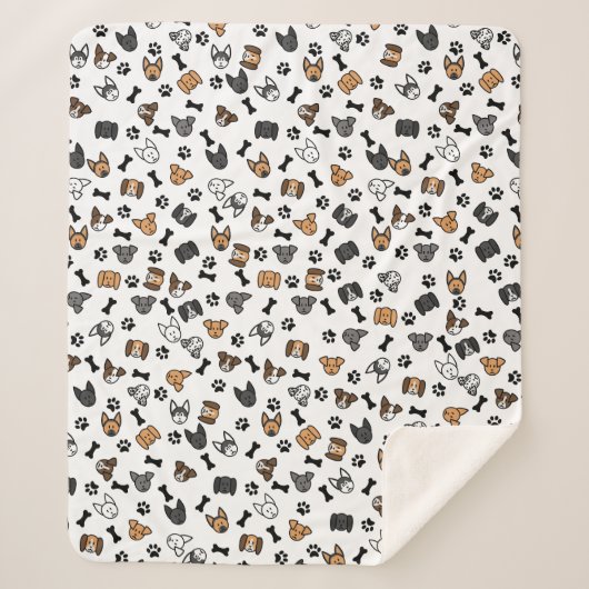おもしろいかわいい犬が骨と手の跡を継ぐ シェルパブランケット (正面)