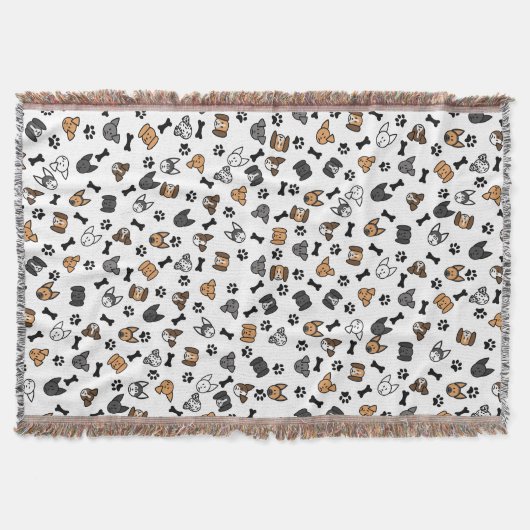 おもしろいかわいい犬が骨と手の跡を継ぐ スローブランケット (正面)