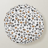 おもしろいかわいい犬が骨と手の跡を継ぐ ラウンドクッション (裏面)