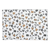 おもしろいかわいい犬が骨と手の跡を継ぐ 枕カバー (正面)