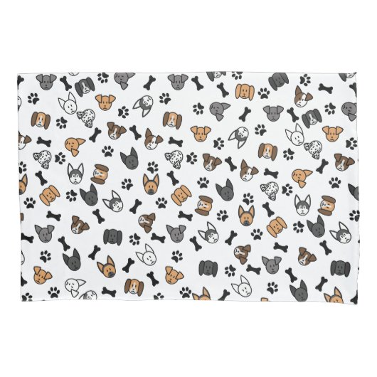おもしろいかわいい犬が骨と手の跡を継ぐ 枕カバー (正面)