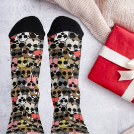 おもしろいかわいい犬と眼鏡クルー靴下 ソックス