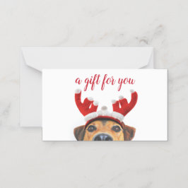 おもしろいかわいい犬トナカイのヘッドバンドクリスマスギフトカード プレイスカード