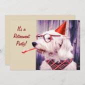 おもしろいかわいい犬祝のパーティーハットグラス 招待状 (正面/裏面)