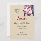 おもしろいかわいい犬祝のパーティーハットグラス 招待状 (裏面)