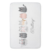 おもしろいかわいい猫スケッチ熱狂するキャットレディーホーム バスマット (正面縦)