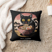 おもしろいかわいい猫ラーメン食べかわいいアニメ クッション (ブランケット)