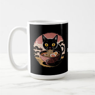おもしろいかわいい猫ラーメン食べかわいいアニメ コーヒーマグカップ